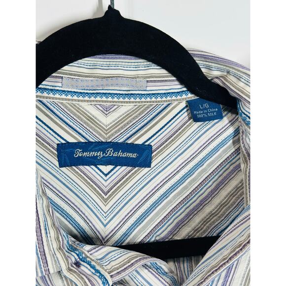 Tommy Bahama Silk Button Down Light Weight Long Sleeve Casual Preppy Men Large - Picture 4 of 9